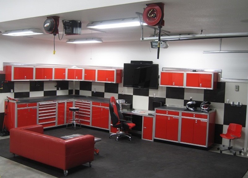 Gallery Of Garage Aluminum Cabinets Moduline Part 11 Moduline Red Aluminum Garage Storage Cabinets And Cord Hose Reels