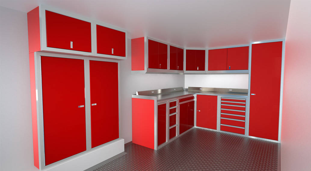 Trailer Cabinets Layout with Aluminum Countertops