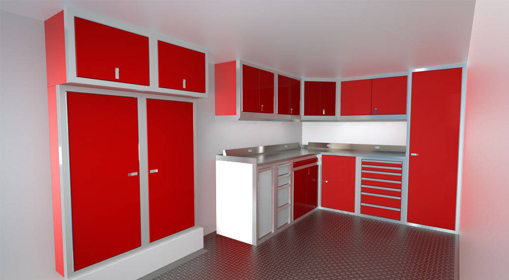 Trailer Cabinets with Stainless Steel or Aluminum Countertops