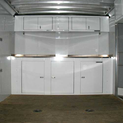 16 Series Aluminum Wall Cabinets Moduline 16 Series Aluminum Wall Cabinets In A Trailer
